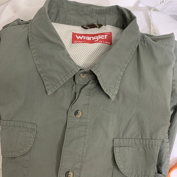 Wrangler Other - Wrangler SS Green Earth‎ Wicking Shirt Pockets Outdoors Men's Casual Sz 2X